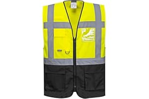 Portwest Chaleco Executive Warsaw, Tamaño: XXXL, Color: Amarillo/Negro, C476YBRXXXL