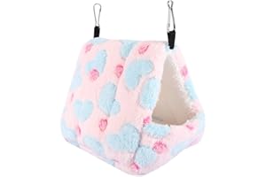 Duokon Ratten Hamster Haus Bett Winter warmes kleines Haustier Eichhörnchen Igel Chinchilla Kaninchen Guinea Haus Käfig Nest(Rosa-14 * 12)