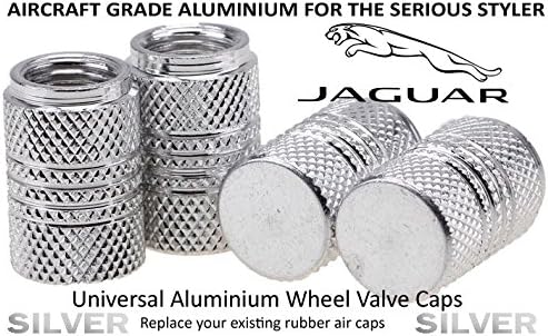 JAGUAR Aluminium Wheel Valve Air Caps - SILVER - Daimler, E-Type, S-Type, XJ, XJ12, XJ40, XJ6, XJ8, XJR, XJS, XK, XK8, XKR, ALL JAGUAR