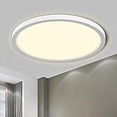 LQWELL® Lámpara de Techo LED Lámpara de Techo, IP44 Lámpara de Baño Impermeable Redonda Plana 18W 4000K 1980LM Delgada para S