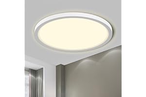 LQWELL® Plafoniera Lampada da soffitto a LED, Lampada da bagno impermeabile IP44 Rotonda Piatta 18W 4000K 1980LM Sottile per Soggiorno Bagno Camera da letto Cucina Seminterrato Ufficio, 220 * 24mm