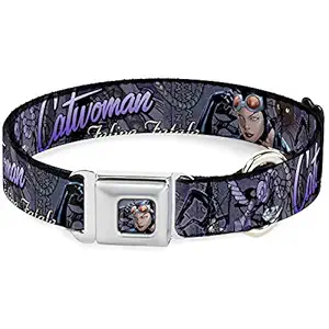 Buckle Down DC-WCW010-L Purple Catwoman Seatbelt Buckle Dog Collar, 1