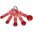 Prestige New Disney Bake with Mickey Mouse Measuring Spoons Sets - Nesting 5 Piece Set, ¼ Tsp to 1 Tbsp, Dishwasher Safe Measuring Spoons, Red