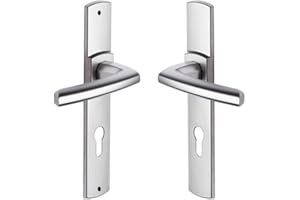 Vachette Set de Poignée de Porte sur Plaque SCULT - Version Clé I pour Porte d'Entrée/Cave/Abris de Jardin - Entraxe 195 mm - Matériau Zamak Résistant - Garantie 10 Ans - Finition Chrome Velours