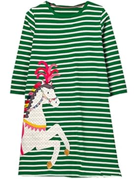 Mooler MÃ¤dchen Rundhalsausschnitt Langarm Casual Dress Cartoon Pferd Applique T-Shirt Kleid