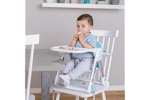 APRAMO FLIPPA Sitzerhöhung Faltbarer Boostersitz Kindersitz mit Tablett, Tragbarer Reise Hochstuhl mit Tasche, Kinderstuhl zum Essen (Türkis) Blau