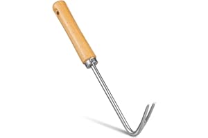 kieyeeno Désherbeur Manuel, Désherbeur Manuel Pelle De Désherbage Acier Inoxydable Extracteur de Mauvaises Garden Hand Weeder avec Poignée Bois(U-Shape)