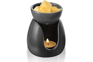 FYting Duftlampe für ätherische Öle - Keramik Diffusor mit Teelicht, Aromatherapie Ofen, Kerzenhalter für Halloween, Weihnachten, Geburtstag (Schwarz)