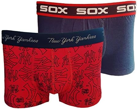 New York Yankees MLB Chicago White Sox Mens Crop Boxer Trunks 2 Pack Red Print Navy