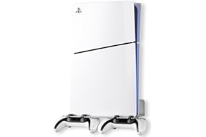 Bricok PS5 Wall Mount Aluminum Alloy Compatible With All PS5 Generations Holds Two Controllers Unimpeded Heat Dissipation Ps5 Accessories Universal For Living Room And Bedroom (Silver)