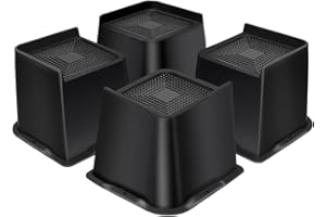 MixDora Bed Risers Heavy Duty 4 inch Furniture Risers L-Shape Table Riser Chair Raisers Lifter for Sofas Couches Desks Set of 4 Pack