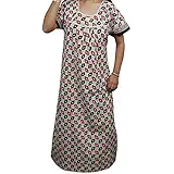 Indiatrendzs Womens Nightgown Fashion Cotton Sleepwear Maxi Nighty Chest- 44"
