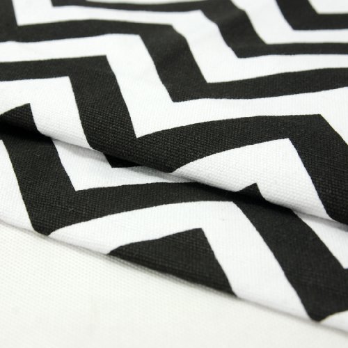 Laviervert quadratischer Kissenbezug, Zickzack Fraktalbildmuster Kissenhülle aus Baumwolle und Segeltuch mit schwarz-weiß Streifen，40.5 X 40.5 cm - 3