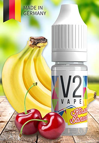 V2 Vape E-Liquid KiBa Kirsch-Banane gebrauchsfertig - Made in DE 0mg nikotinfrei - 10ml