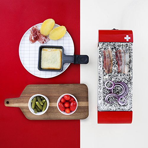 H.Koenig RP2 Raclette-Gerät für 2 Personen mit Steingrill, 350 W, rot - 5