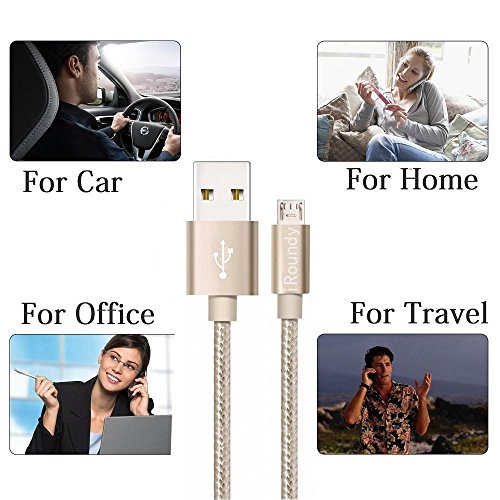 iRoundy (3ft/1m 6ft/2m 10ft/3m)Premium 2.0 Sync Daten Schnell Ladekabel, Ultra Durable Nylon geflochten Draht, Universal Power Line Ladekabel für Samsung Galaxy S7, S6, Edge, S4, S3, Note 5,4,2, Google Nexus, LG, HTC, Nokia und mehr - 6