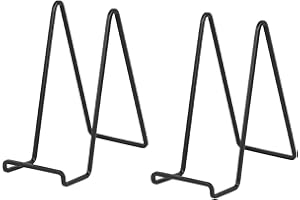 DIDUDIDU Large Plate Holder Display Stand - 12 inch Super Tall Big Plate Stands for Heavy Duty Display - Metal Picture Frame Stand - Tabletop Easel Stand for Decorative Platter | Plaque | Book - 2 Pack - Black