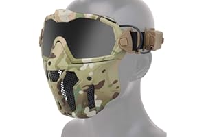 TACTICAL AREA Máscara táctica de Airsoft Paintball con Sistema de Ventilador antivaho, máscara Desmontable, Gafas Protectoras antivaho Desmontables, protección Integral, Juego de Lucha CS Transpirable