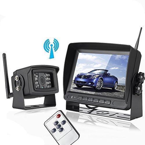 ATian 7in Vehicle LCD Monitor,Digital Wireless Backup Camera System Kit, Wireless Rear View Night Visio Camera&Wirelee High Resolution Screen, Safety For Your Cars-For Truck/Semi-Trailer/Box Truck/RV