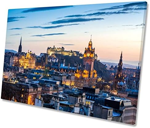 Edinburgh Sunset City Skyline CANVAS WALL ART Framed Print 30 x 20 inch