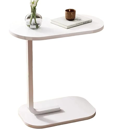Table D'Appoint En Bambou Et Métal Moderne - Hauteur Réglable 45-80 Cm, Table De Chevet, Table De Canapé Ou Table De Lit C-Shape, Design Minimaliste Pour Salon, Chambre Ou Salle De Bain