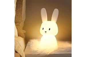 MEDE Baby Night Light with 265 Colors Change & 3H Timer - Bunny Touch Lamp for Girls, Rechargeable Cute Nursery Light for Toddlers, Children and Newborns