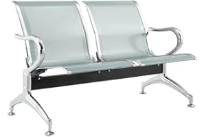Banc 2 places acier 125x71x78H argenté salle d'attente - FBasic | Banc avec accoudoirs | Airport