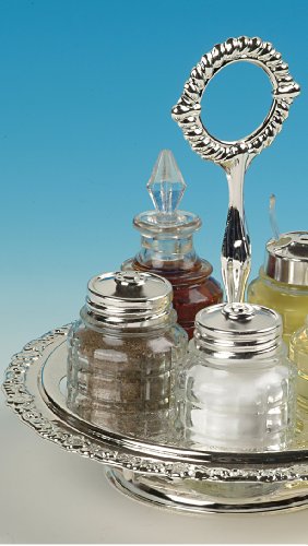 Versilbertes Menage Set mit Stand - 2