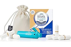 Lil-Lets Applicateur de tampons réutilisables | Livré avec 6 tampons en coton bio Lil-Lets | Entretien durable