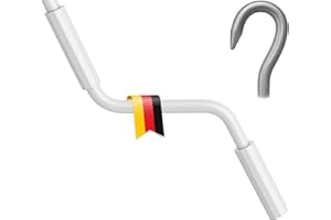 markiso Markisenkurbel 80 cm Weiß – Kurbel für Markise mit Fleischerhaken – Kurbelgestänge Pulverbeschichtet, Rostfrei, Ergonomische Griffe, Freilaufend für Leichte Bedienung