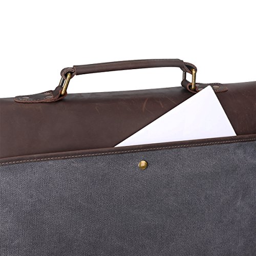 S-ZONE Vintage Segeltuch Leder Unisex Damen Herren Junge Multifunktiontasche Umh  ngetasche Henkeltaschen Laptoptasche Beutel f  r Arbeit Studium Reis