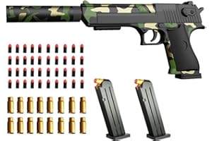 AGDLLYD Toy gun with soft bullets,toy gun with ejectable magazine and bullets-1:1 size toy gun with magazine for safety training or play,unique gift-Army green