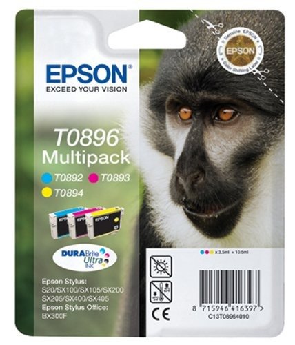 3 x Epson Patronen für Epson T0896, Multipack (je 1x C,M,Y) Druckerpatronen für T0896