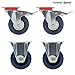 Produktbild Forever Speed 4 Stück 125mm Transportrollen Industrie Schwerlastrollen Bockrollen und Lenkrollen mit Bremse Blau Elastiche Gummi Tragfähigkeit 300KG/SATZ Stahlblech, Verzinkt Silber/Blau