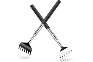 LOBVABA 2 Schiena Grattaschiena Telescopico portatile, Manina grattaschiena Massaggiatore, Gratta schiena mano allungabile, Mano grattaschiena allungabile, grattino schiena con Manico in Acciaio Inox