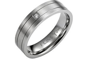 Willis Judd 7mm Titanium Ring for Men Engraved I Love You In Wooden Gift Box Wedding Band Ring Mens Engagement Ring Groove Promise Ring Comfort Fit