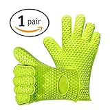 Guantes de cocina (silicona), KKtick Protección Contra el Calor de Silicona para Parrillas para Asar, Chimenea, Horno de Cocina, Microondas, Cocina. Guantes para Barbacoa y el Microondas. Superb Grip, good tool for kitchen(Verde)
