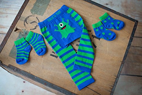 Blade And Rose Boys Monster Leggings + Matching Socks. 0-2 Years. Blue & Green. (1-2 years)
