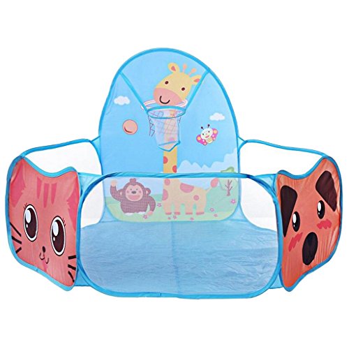 MagiDeal Cartoon Blue Quickly Pop up Play Tent Playpen Sea Ball Pit with Basketball Hoop Children Outdoor Toys