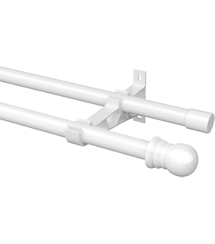 Bastone Doppio Per Tende Estensibile 210-300 Cm - Nero, Diametro 16/19 Mm, Con Supporti E Finali Decorativi - Foto 4