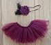Newborn Baby Girls Photography Prop Purple Headband Tutu Skirt