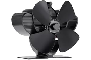 COMBIUBIU 4 Blade Mini Woodburner Stove Fan Heat Powered Log Burner Fan for Wood Burning Stove/Silent Operation Heat Distribution for Wood/Log Burner/Fireplace