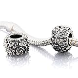 Andante-Stones 925 Sterling Silber Bead Charm 'Blumen Antique' Element Kugel für European Beads + Organzasäckchen