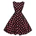 Produktbild Neun Vintage KleidYesmile Jahre Kleider Damen Polka Dots Solide Kappen Hülse Retro Vintage Sommerkleid Rot Sexy Party Picknick KleidRundhals Abendkleid Prom Swing Kleid (S, Schwarz)