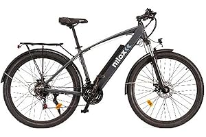 Nilox, E-Bike X7 Plus, Trekking Bike con Pedalata Assistita, 80 km di Autonomia, Fino a 25 km/h, Motore 36 V 250 W, Batteria al Litio da 36 V- 13 Ah, Copertoni Semi Tassellati 27.5" x 2.10"