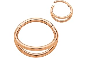 365 Sleepers G23 Titanio Unisex Doble Segmento BCR Anillo Hélice Tragus Septum Clicker Nariz Labio Aro Pendiente Joyería Piercing del Cuerpo