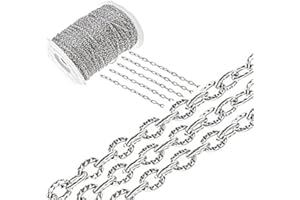 Perlin Cadena de eslabones de 3 metros, cadena de metal, ovalada, 4 mm, plata tibetana, cadena de joyas por metros, para hacer joyas, collares, pulseras, manualidades