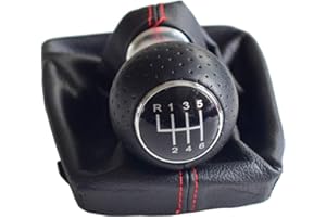 HACREYATU Hatu Cubierta de la perilla de cambio manual de 6 velocidades Cubierta de cuero de la PU para el polvo para Audi A4 B6 B7 2000-2008 (6 velocidades)