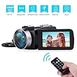 Unterstützung für externes Mikrofon und Fernbedienung: Diese Kamera ist mit einem Blitzschuh ausgestattet, sodass Sie ein externes Mikrofon anbringen können (NICHT im Lieferumfang enthalten). Mit dem Camcorder mit Mikrofon können Sie das Rauschen verringern und die Klangqualität verbessern. Für eine bessere Nutzung bieten wir eine Fernbedienung zur Fernsteuerung Ihrer Digitalkamera an.