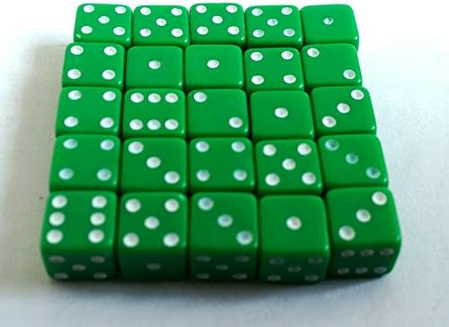 Green 7mm D6 Opaque x25 Dice